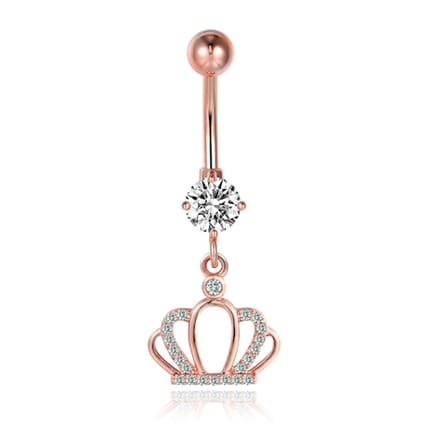 Cilla Navelpiercing met Hangertje - Kroon Rosegoudkleurig