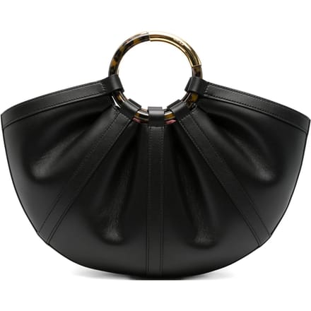 COCCINELLE Leren handtas schoudertas Shell Handbag Smooth Leather Noir zwart