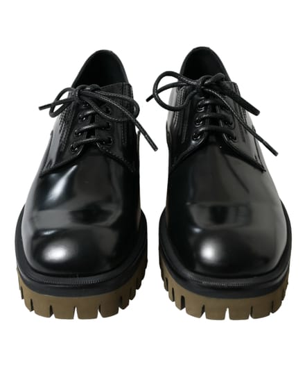 Leren Oxfords met Vetersluiting in Patentskin