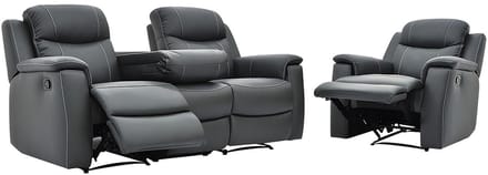 Vente-unique Driezits relaxbank en relaxfauteuil EVASION van leer - grijs