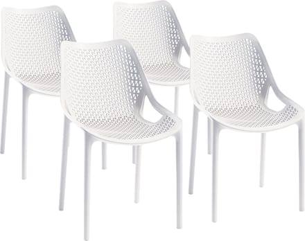 Terrasstoel Crown (set van 4) - wit - stapelbaar