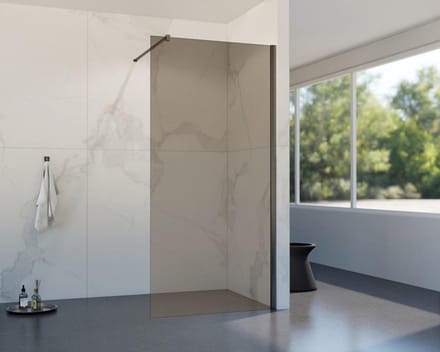 FugaFlow Eccelente Vetro inloopdouche - 180x200cm - rookglas - wandarm - Geborsteld Gunmetal PVD