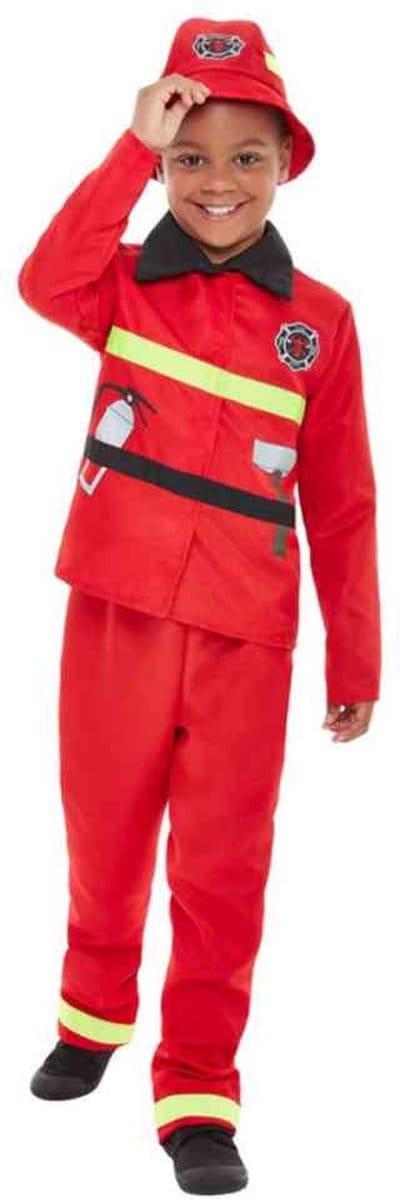 Smiffys - Toddler Fire Fighter Kinder Kostuum - Kids tm 9 jaar - Rood