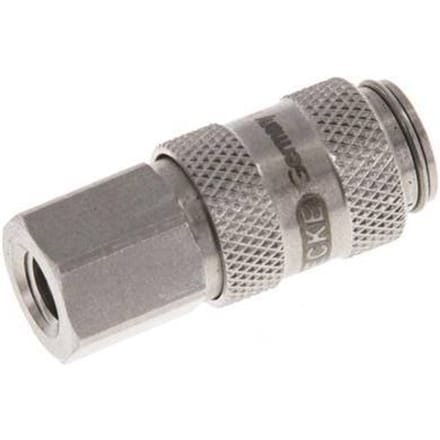 RVS DN 2.7 (Micro) Luchtkoppeling Snelkoppeling M5 Binnendraad Double Shut-Off - CLS2-F-S-SV-5