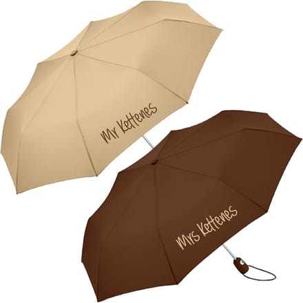 Setje paraplu's voor koppels Mr en Mrs met achternaam-Bruin-Beige