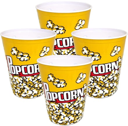 Concorde Popcorn bak - 6x - geel/wit - kunststof - D24 cm - 6 liter - herbruikbaar