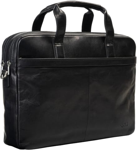 Tony Perotti Leren Laptoptas 14 inch 2vaks - Zwart