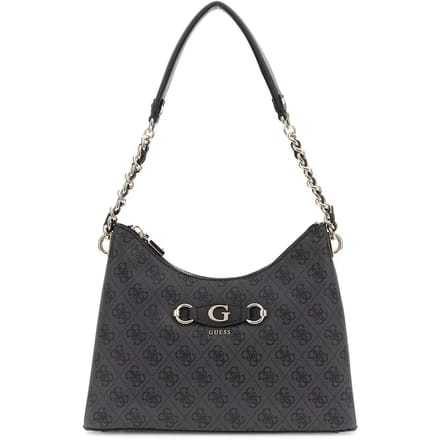 GUESS Schoudertas Izzy Top Zip Shoulder Bag Coal Logo Antraciet