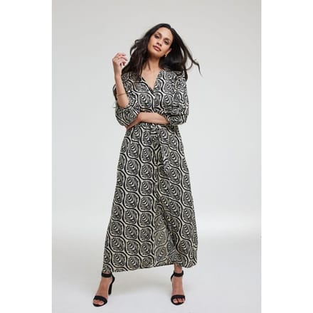 Dress Dalina Feather grey with Palette print