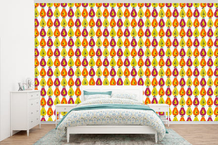 Behang - Fotobehang Retro - Design - Peer - Fruit - Breedte 405 cm x hoogte 260 cm
