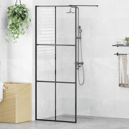 vidaXL - Inloopdouchewand - 80x195 - cm - ESG-glas - transparant - en - zwart