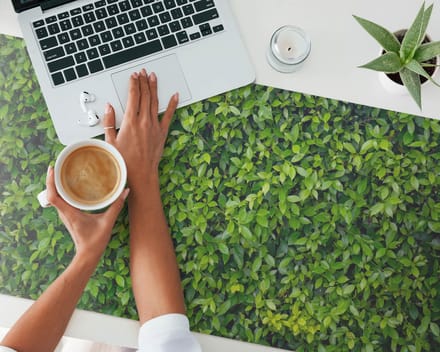 Antislip vinyl decoratieve mat met groene bladeren, 120x60 cm
