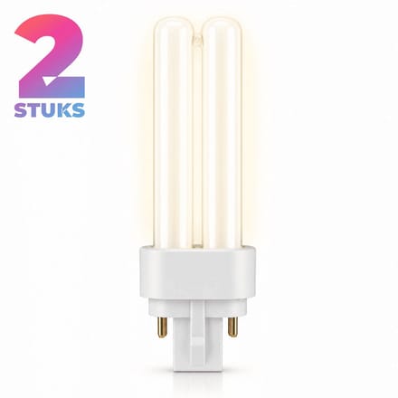 2x Stick Spaarlamp G24q-2 - 18W - Warm Wit Licht (2700K) - 1210 lm - 10 jaar - Niet Dimbaar