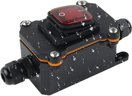 Waterdichte Inline Schakelaar 30A 220V voor Buitentoepassingen - Aan/Uit Tuimelschakelaar met Rood LED Licht
