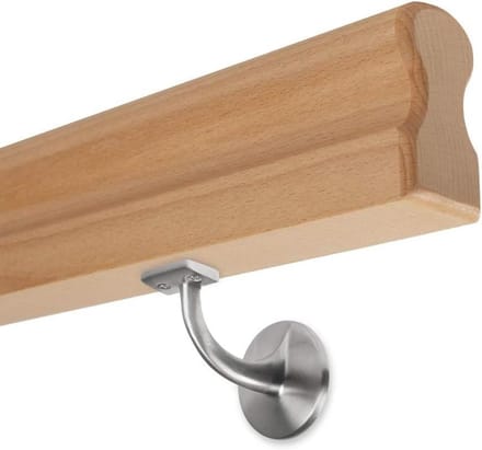 Leuning Beuken - Trapleuning Set - Veilig Traplopen - Omega Vorm - 195 cm - Gelakt