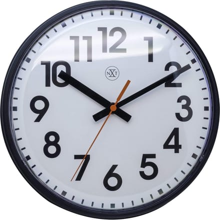 nXt Peter – Wandklok – 26 cm – Plastic – Zwart – Stil