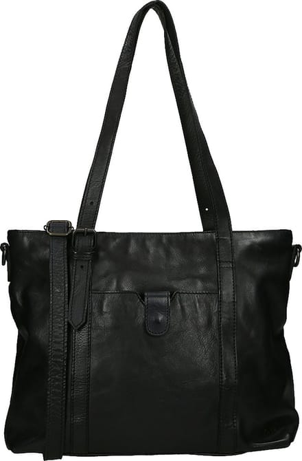 Bear Design Medium  Schoudertas / Crossbody Tas  Dames -  Leer - Cow Lavato     -  Zwart