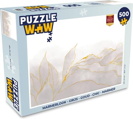 Puzzel Marmerlook - Grijs - Goud - Chic - Marmer print - Legpuzzel - Puzzel 500 stukjes