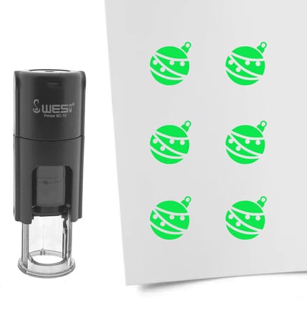 CombiCraft Stempel kerstbal 10mm rond groene inkt - per 1 stuk