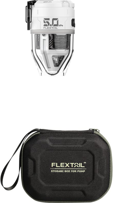 FLEXTAIL MAX PUMP 3 - Hoge snelheid 2-in-1 oplaadbare luchtpomp en zaklamp lichtgewicht kleur WIT met Hardcase.