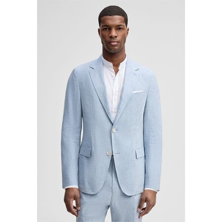Modulair colbert Ari met linnenaandeel, blauw gemêleerd
