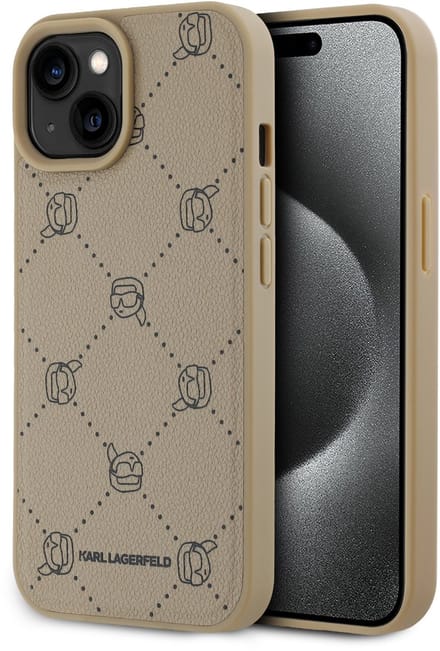 Karl Lagerfeld Back cover - iPhone 14 Pro Max - Beige - Slanke schokabsorberende bumper - Magsafe compatibel
