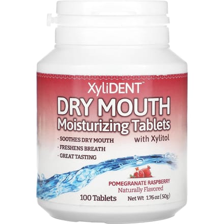 XyliDENT, bouche sèche, comprimés hydratants au xylitol, grenade framboise, 100 comprimés