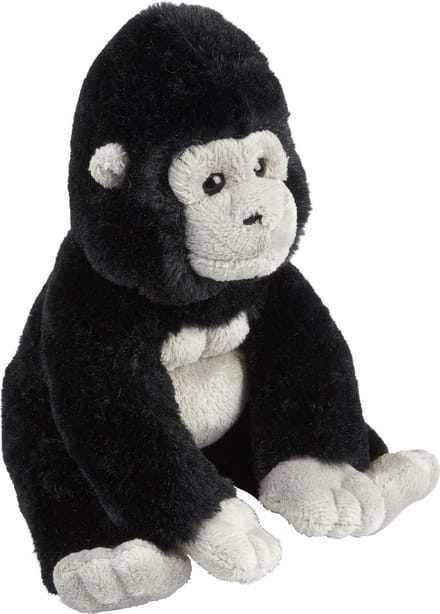 Ravnesden Pluche knuffel dier - Gorilla Aap - zwart/grijs - 18 cm - Apen knuffeldieren