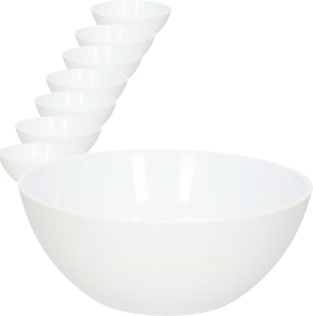 Plasticforte Serveerschaal/saladeschaal - 12x - D20 x H8 cm - kunststof - wit