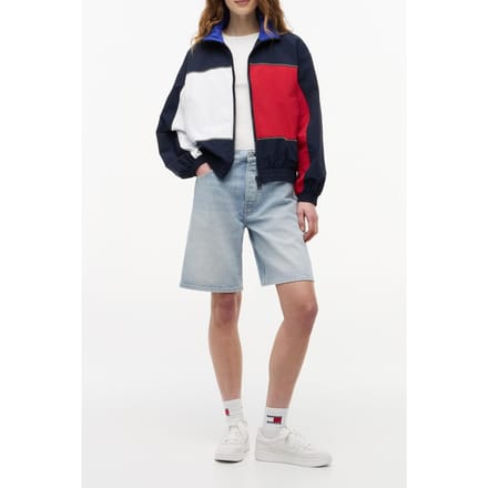 Tommy Hilfiger Flag High Neck Jacket Dark Night Navy Maat: M | Bomberjacks Outlet | Dames | Blauw
