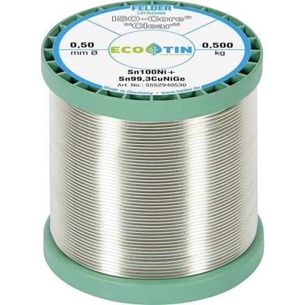 Felder ISO-Core Clear Sn100Ni+ Soldeertin Spoel Sn99,25Cu0,7Ni0,05 0.500 kg 0.5 mm