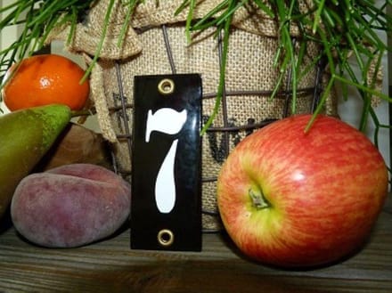 Emaille huisnummer zwart 4x10 nummer '7'