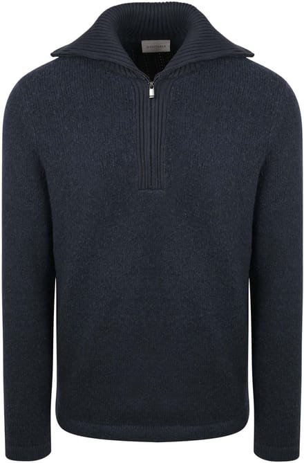 Suitable Deep Zip Pullover Boiled Wool Donkerblauw (navy) - Maat M - Heren - Schipperstrui - Schipperstrui met rits - Volwassen mannen