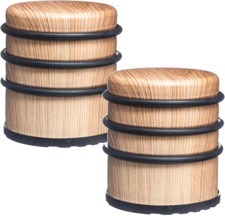 5Five Ronde deurstopper - 2x - houtlook - 7 x 8 cm - van metaal - Deurstop - Buffer