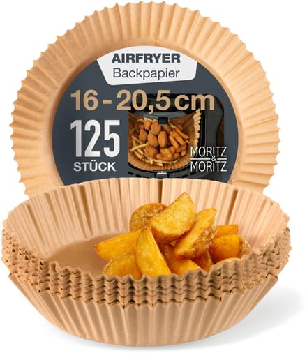 Moritz & Moritz Airfryer Bakpapier - 125 Stuks Rond - 16 cm - Airfryer Accesoires - Heteluchtfriteuse - Luchtfriteuse Wegwerp Bakjes