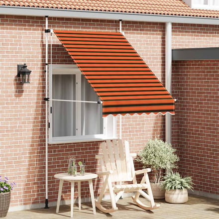 vidaXL - Luifel - handmatig - uittrekbaar - 150 - cm - oranje - en - bruin