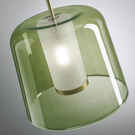 miloox by Sforzin Hanglamp Frida, dubbele kap glas, buiten groen