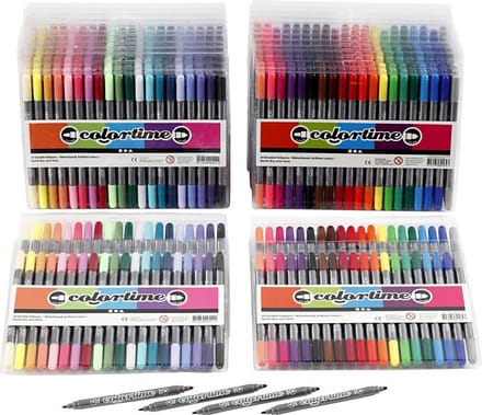 Colortime dubbelstift, lijndikte: 2,3+3,6 mm, 24 dozen, standaardkleuren, extra kleuren