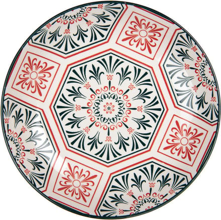 Clayre & Eef Ontbijtbord Ø 21x3 cm Wit Rood Keramiek