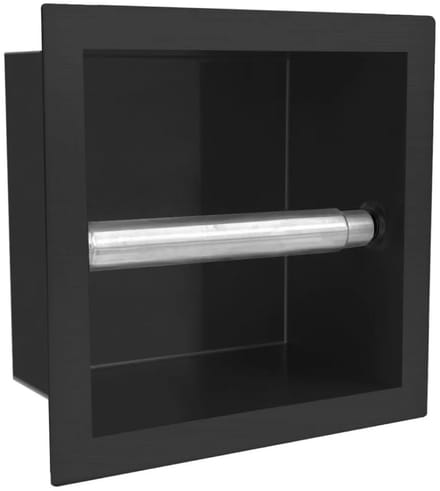 EAVY - Toiletrolhouder Inbouw Zwart RVS - WC rolhouder
