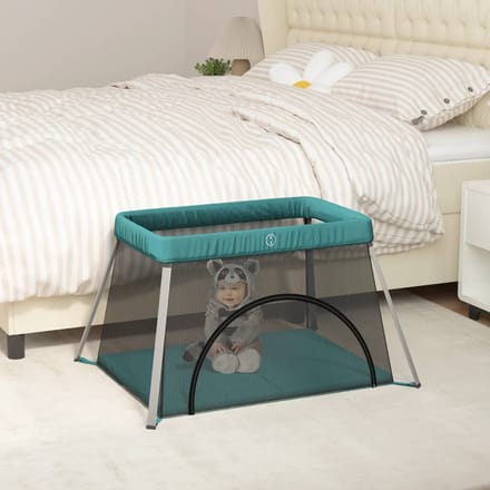 vidaXL Babybox met matras linnen groen