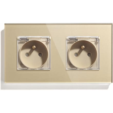 Dubbel Glazen Stopcontact 157mm Hermetisch - Kleur Goud