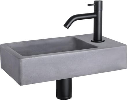 Differnz Force Fonteinset - Beton donkergrijs - Kraan gebogen mat zwart - 40 x 22 x 8 cm