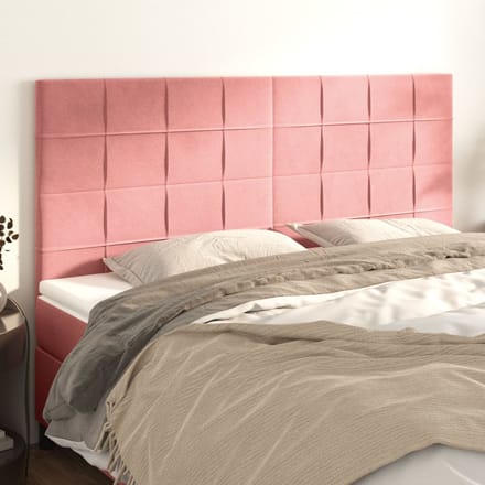 vidaXL - Hoofdbord - roze - 160x5x118/128 - cm - fluweel