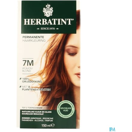 Herbatint Permanente Haarkleuring 7M Blond Acajou Gevoelige Hoofdhuid 150ml