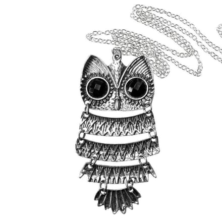 Fako Bijoux® - Ketting - Dansende Uil XL - Zilverkleurig