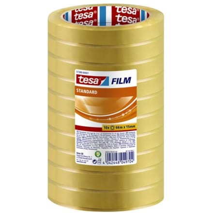 Plakband tesafilm® standaard 66mx15mm transparant 10 rollen