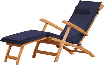 Blauw ligbed kussen set met nekkussen voor hoge rugleuning