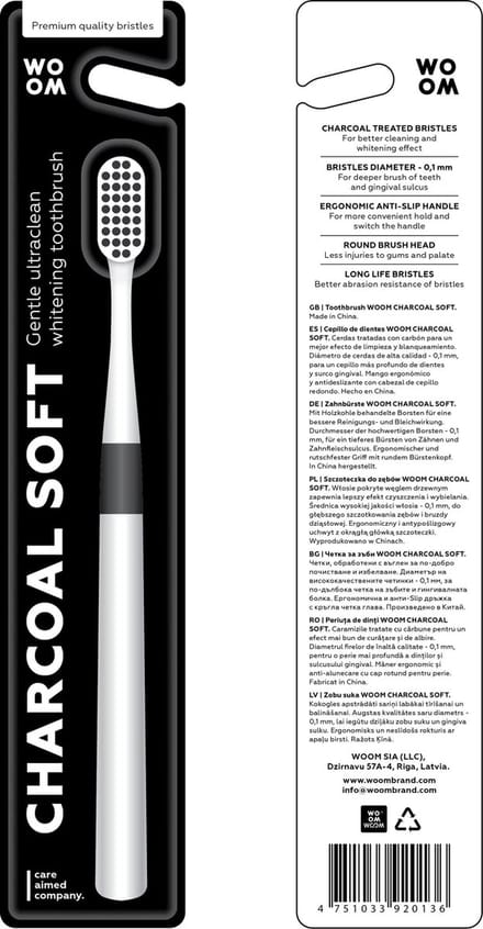 Woom tandenborstel Charcoal soft ( 3stuks)