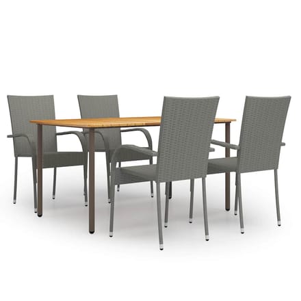vidaXL - 5-delige - Tuinset - poly - rattan - grijs